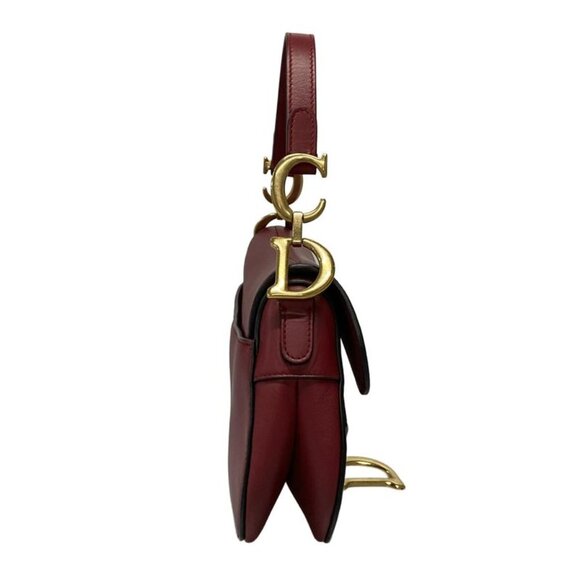 Christian Dior Handbag Saddle Bag Red Leather Gold Hw - Picture 2 of 15